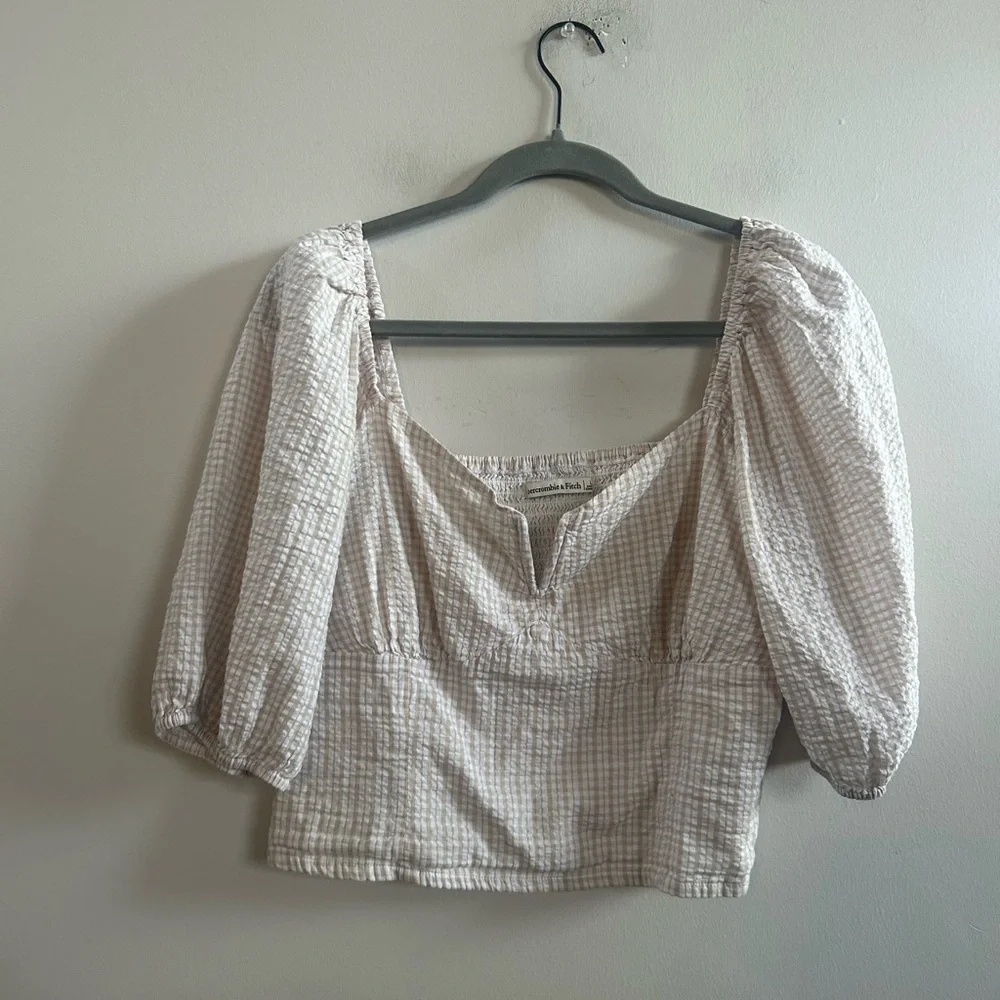 Abercrombie puff sleeve blouse large‎